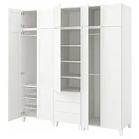 IKEA PLATSA(794.249.54), шкаф 10 дверей + 3 ящика, белый STRAUMEN зеркало стекло/САННИДАЛЬ белый