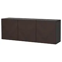 IKEA BESTÅ(194.178.62), сочетание навесных шкафов, Хедевикен черно-коричневый/мореный дубовый шпон