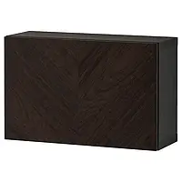 IKEA BESTÅ(394.292.51), комбінування навісних шаф, чорно-коричневий хедевікен/дубовий шпон темно-коричневого кольору