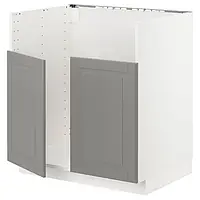 IKEA METOD(994.600.45), БРЕДШЁН шкафчик под мойку двойной, белый / Бодбин серый