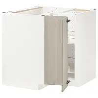 IKEA METOD(694.079.69), угловой шкаф с каруселью, белый / Стенсунд бежевый