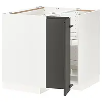 IKEA METOD(793.643.23), угловой шкаф с каруселью, белый/Воксторп темно-серый