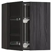 IKEA METOD(392.602.71), нижняя дверь с каруселью / стеклянная дверь, черный/Lerhyttan черная морилка
