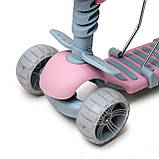 Дитячий триколісний самокат iTrendy 5 в 1 з батьківською ручкою та бортиком Scooter Uni Smart 5 in 1 Рожевий, фото 2