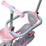 Дитячий триколісний самокат iTrendy 5 в 1 з батьківською ручкою та бортиком Scooter Uni Smart 5 in 1 Рожевий, фото 3