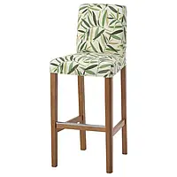 IKEA BERGMUND(093.997.93), Барный стул со спинкой, имитация дуб/Фогельфорс многоцветный