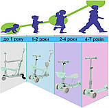 Дитячий триколісний самокат iTrendy 5 в 1 з батьківською ручкою та бортиком Scooter Uni Smart 5 in 1 Рожевий, фото 7