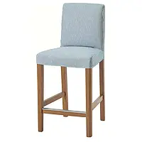 IKEA BERGMUND(293.997.73), Барный стул со спинкой, имитация дуб/Rommele темно-синий/белый