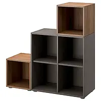 IKEA EKET(294.903.43), комбинация шкафов с ножками, темно-серый/орех