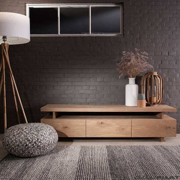 Комод під телевізор масивний з висувними ящиками з натурального дерева ясен "Т-22" 1500х400х600h мм