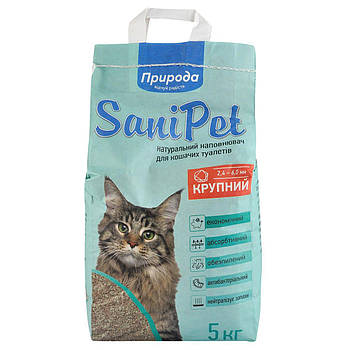 Бентонітовий наповнювач для туалета для котів великий Природа Sani Pet 5 кг