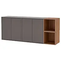IKEA EKET(294.927.47), сочетание навесных шкафов, темно-серый/орех