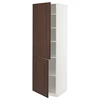 IKEA METOD(994.614.98), высокий шкаф с полками/2 дверцы, белый/синарп коричневый
