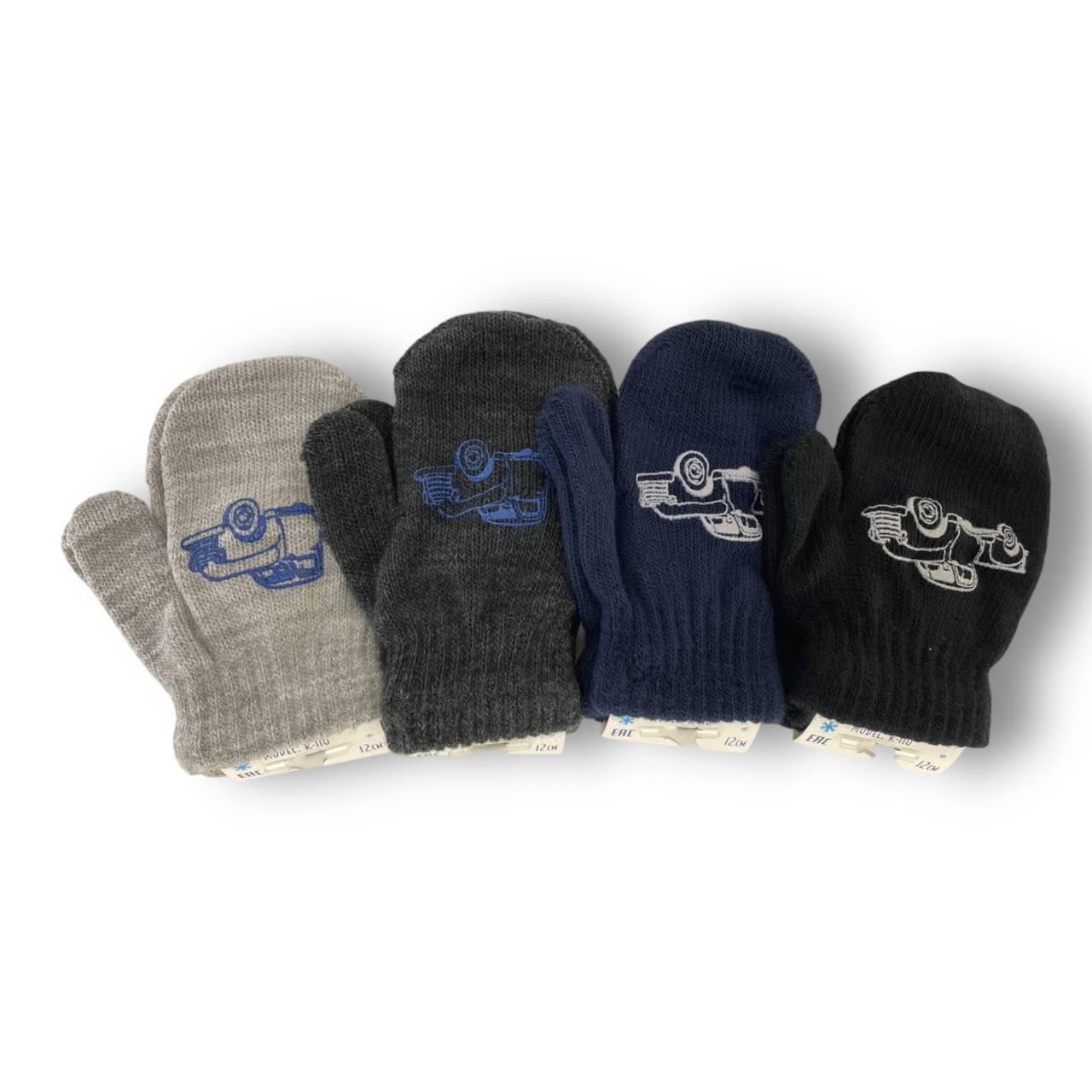 ОПТ Дитячі рукавиці одинарні для хлопчика, р. 12 (1-2 роки), виробник Польща (12 шт./набір), фото 1