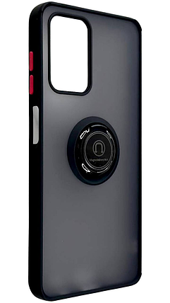 TPU чохол накладка Matte Ring Magnit для ZTE Blade V40 Vita чорний (червоні кнопки), фото 1