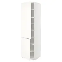 IKEA METOD(095.073.11), высокий шкаф с полками/2 двери, белый/Вальстена белый