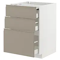 IKEA METOD / MAXIMERA(094.924.18), шкаф с выдвижной столешницей/3 ящика, белый/Upplöv матовый темно-бежевый