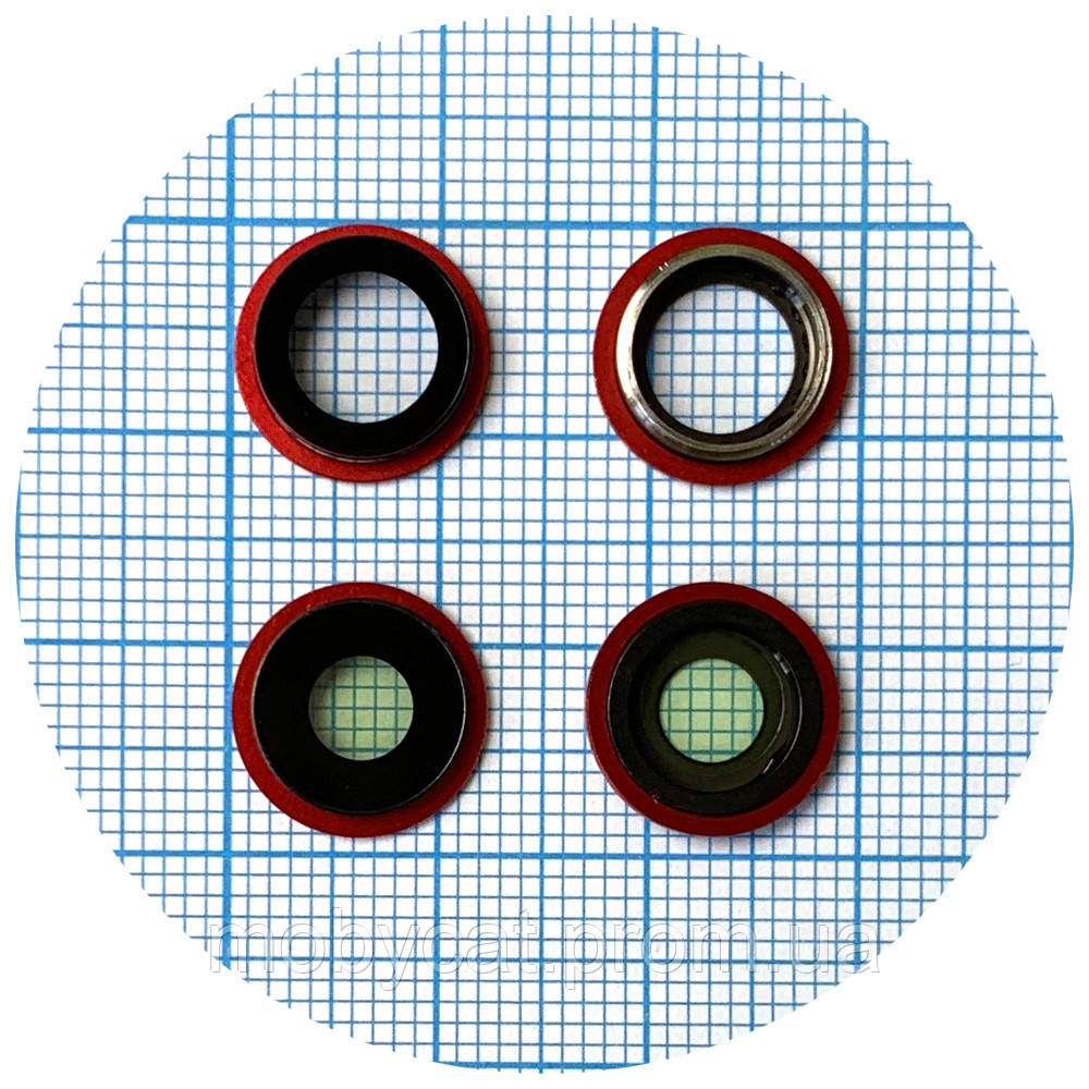 Скло камери Apple iPhone 12, iPhone 12 Mini (з червоним кільцем - 2 шт), фото 1