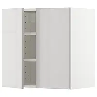 IKEA METOD(294.673.85), навесной шкаф с полками / 2 дверцы, белый / Рингхульт светло-серый
