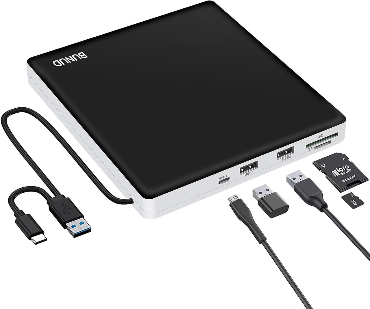 Зовнішній CD-DVD-привід BUNUD USB 3.0 Type-C CD/DVD. Зовнішній DVD-привід 5 в 1