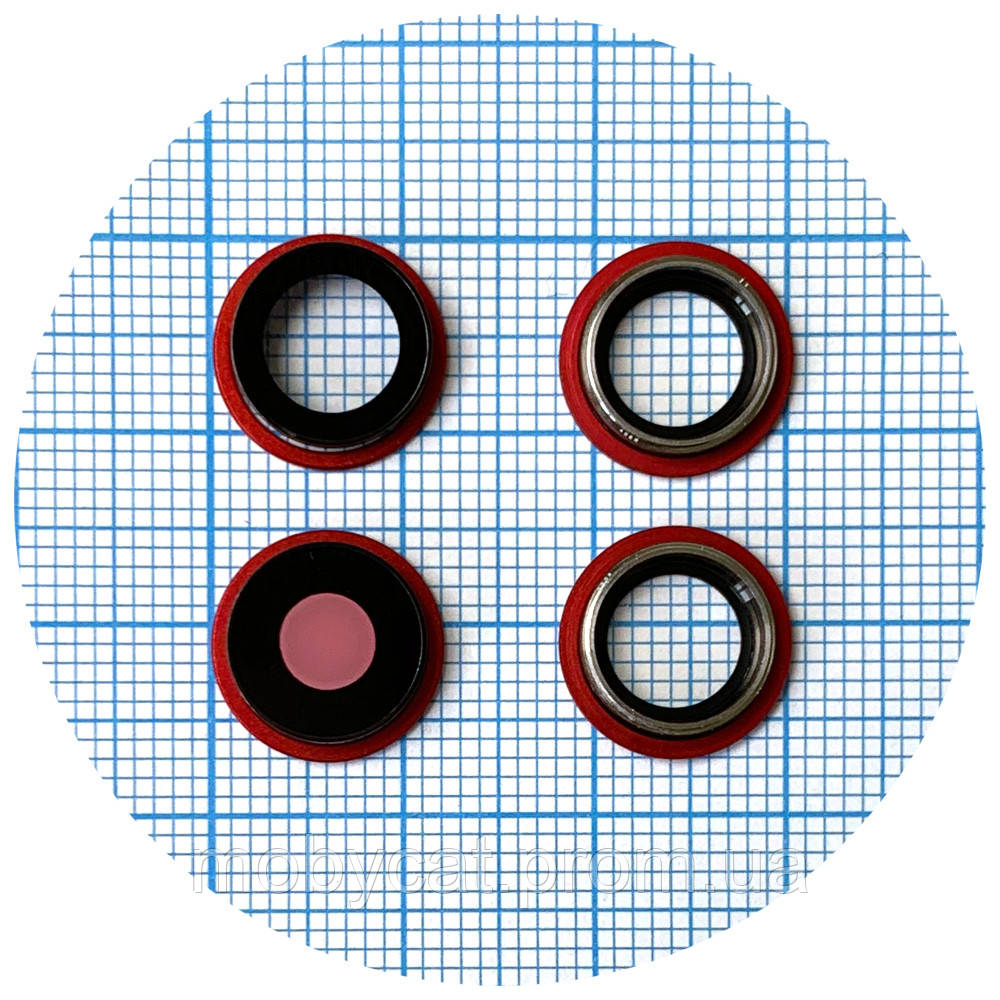 Скло камери Apple iPhone 11 (з червоним кільцем - 2 шт), фото 1