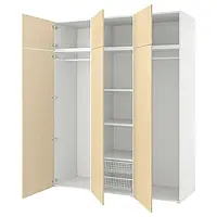 IKEA PLATSA(895.007.68), шкаф 6 дверей, белый/Kalbåden яркий эффект сосны