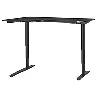 IKEA BEKANT(292.822.64), угловой стол левый / сидеть / стоять, шпон ясеня черный/тонированный в черный цвет