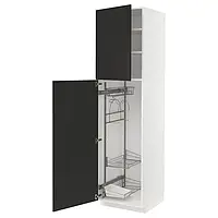 IKEA METOD(094.983.21), высокий/бытовой шкаф, белый/Nickebo матовый антрацит
