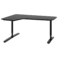 IKEA BEKANT(192.828.01), угловой стол слева, шпон ясеня черный/тонированный в черный цвет