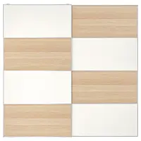 IKEA MEHAMN(594.397.77), Раздвижные двери, 2 стороны/белый мореный дуб, прозрачное стекло, белый