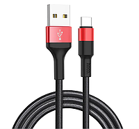 Кабель Hoco USB Type-C 2A 1m Black-Red (X26)