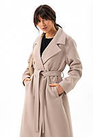 Женское двубортное элегантное кашемировое пальто Ричи больших размеров демисезон фасон оверсайз светлый беж