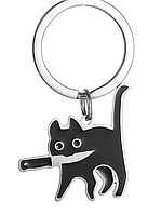 Брелок на ключі чорний кіт кішка ніж ніж метален сріблястий металевий