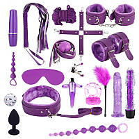 BDSM набор фетиш 21 предметов для ролевых садо-мазо игр. вибратор анальная пробка наручники