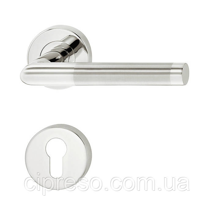 Комплект дверних ручок LDH 2171 PC 8 неіржавка сталь матова — полірована, фото 1