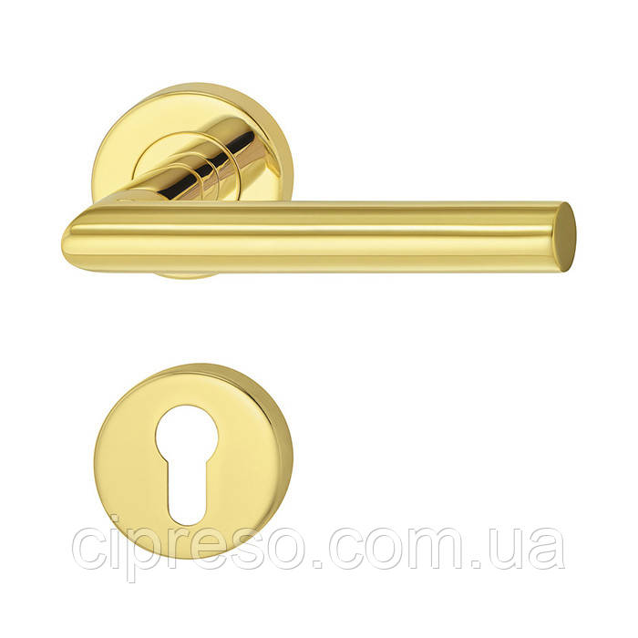 Комплект дверних ручок LDH 2171 PC 8 неіржавка сталь латунь полірована, фото 1
