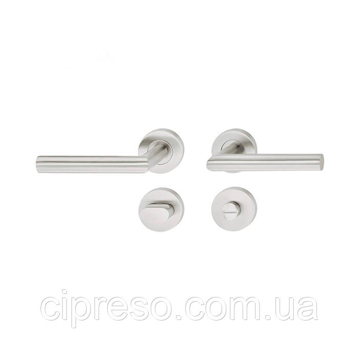 Комплект дверних ручок LDH 2171 WC 8 неіржавка сталь полірована, фото 1