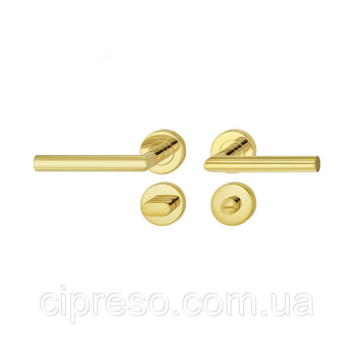 Комплект дверних ручок LDH 2171 WC 8 неіржавка сталь латунь полірована, фото 1