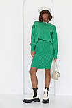 В'язаний костюм зі спідницею-олівцем і джемпером зелений, фото 2