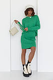 В'язаний костюм зі спідницею-олівцем і джемпером зелений, фото 5