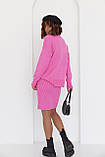 В'язаний костюм зі спідницею-олівцем і джемпером рожевий, фото 3