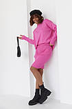 В'язаний костюм зі спідницею-олівцем і джемпером рожевий, фото 5