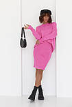 В'язаний костюм зі спідницею-олівцем і джемпером рожевий, фото 8
