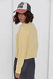 Жіночий в'язаний джемпер у широкий рубчик — жовтий колір, S (є розміри), фото 2