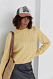 Жіночий в'язаний джемпер у широкий рубчик — жовтий колір, S (є розміри), фото 5