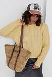 Жіночий в'язаний джемпер у широкий рубчик — жовтий колір, S (є розміри), фото 6