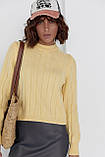 Жіночий в'язаний джемпер у широкий рубчик — жовтий колір, S (є розміри), фото 8