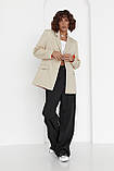 Жіночий піджак із кольоровою підкладкою бежевий, фото 4