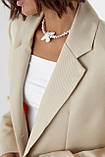 Жіночий піджак із кольоровою підкладкою бежевий, фото 5