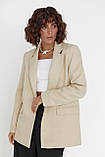 Жіночий піджак із кольоровою підкладкою бежевий, фото 6
